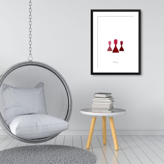 Chess Piece Pawn Red Watercolour Print - Image 3
