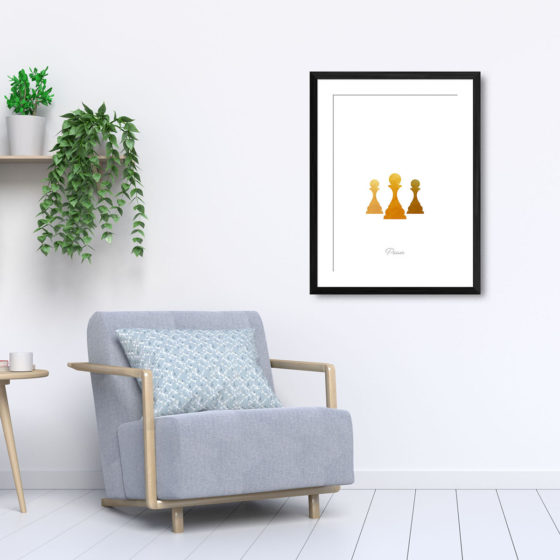 Chess Piece Pawn Yellow Watercolour Print - Image 5