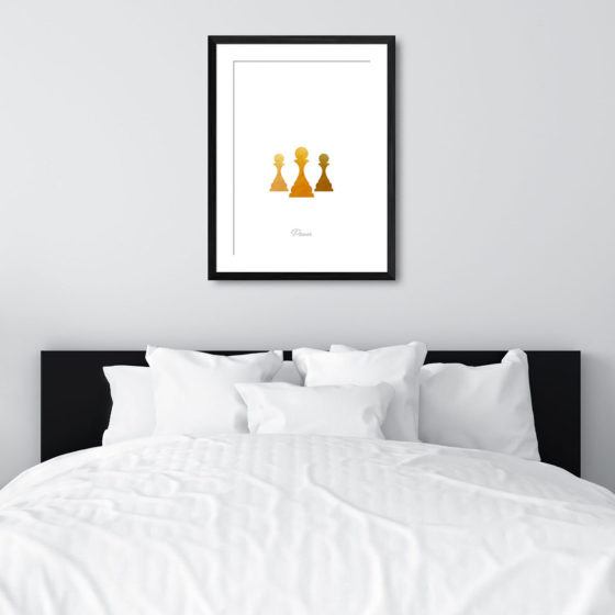 Chess Piece Pawn Yellow Watercolour Print - Image 6