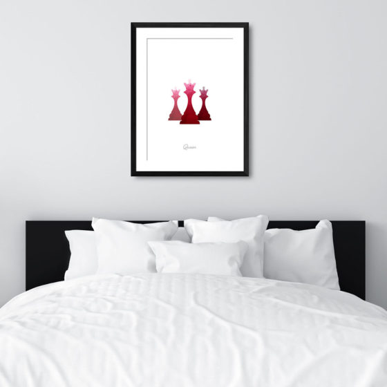 Chess Piece Queen Red Watercolour Print - Image 6