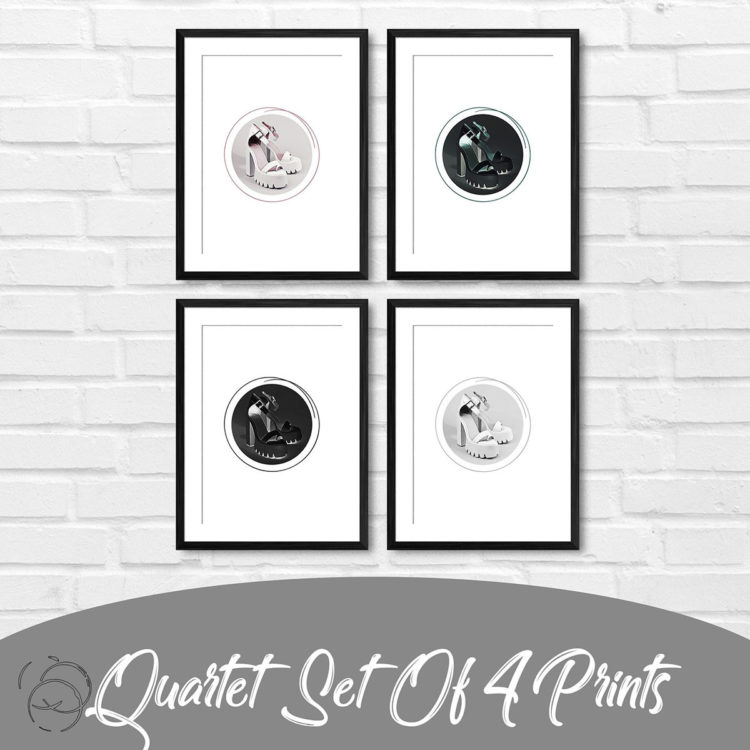 Chunky White High Heels Quartet Prints