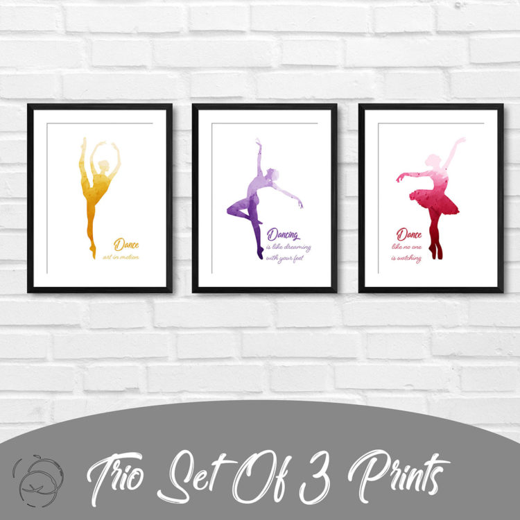 Colourful Ballet Quote Trio Prints