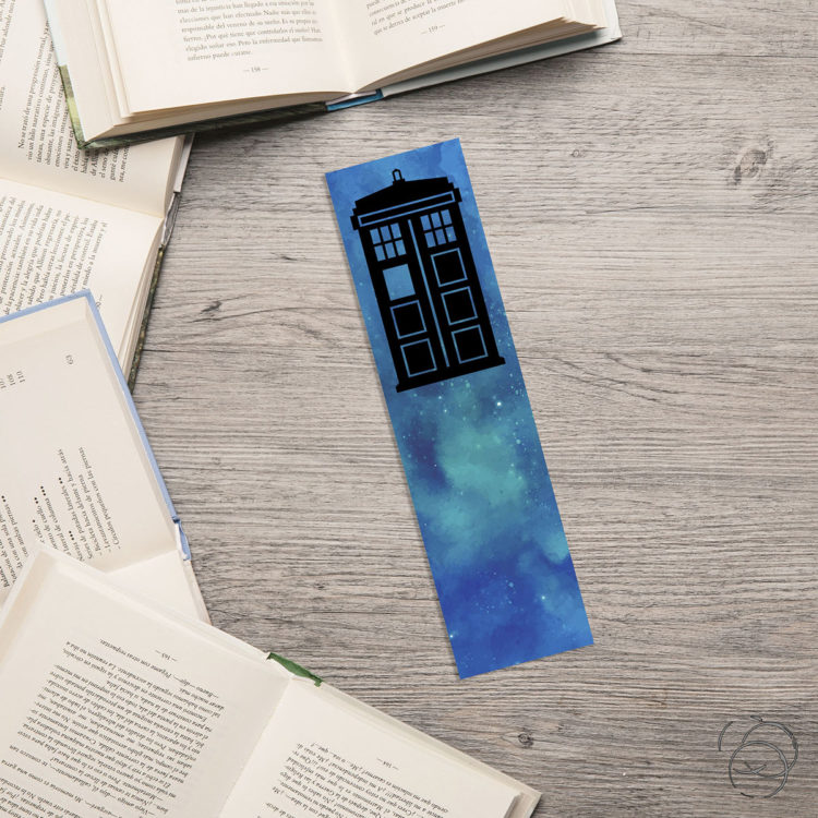 Doctor Who Black TARDIS On Starry Galaxy Bookmark