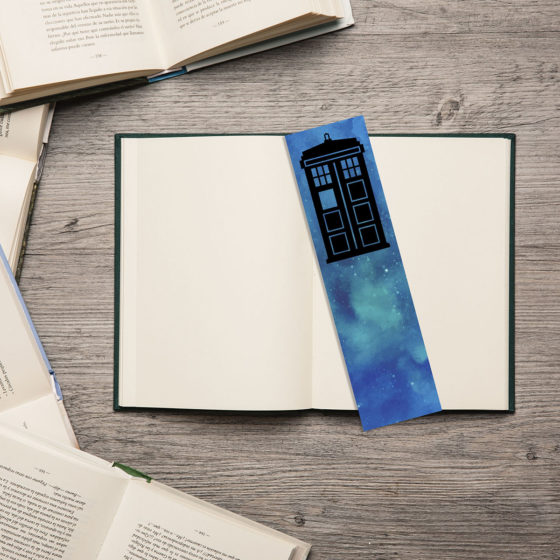 Doctor Who Black TARDIS On Starry Galaxy Bookmark - Image 2