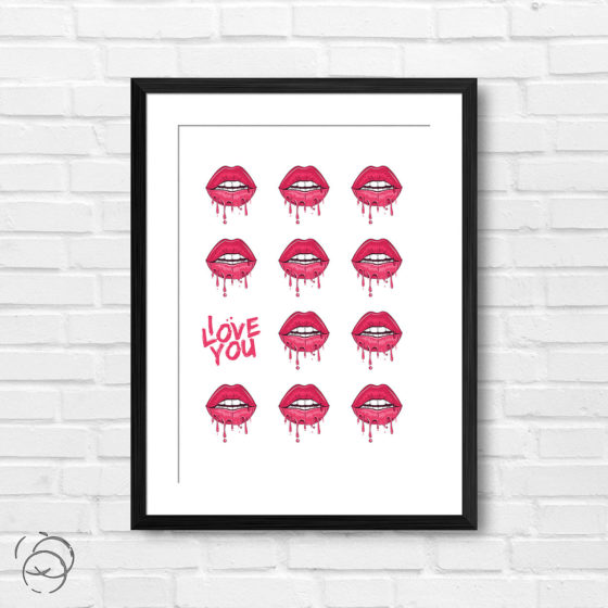 Dripping Lips I Love You Print
