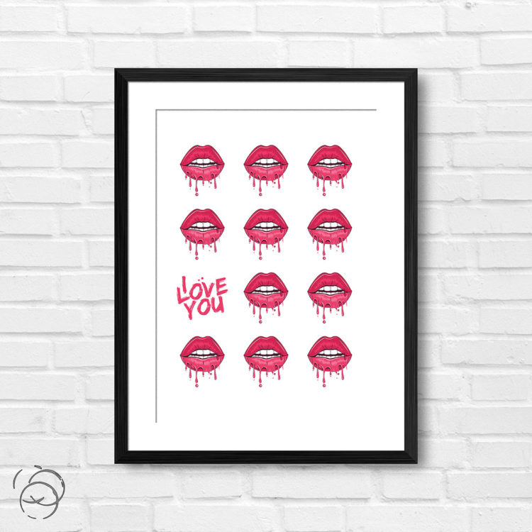 Dripping Lips I Love You Print
