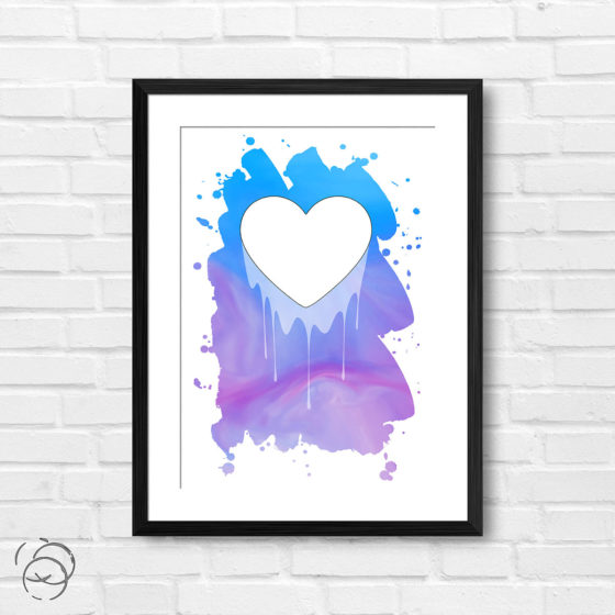 Dripping Love Heart On Abstract Watercolour Print