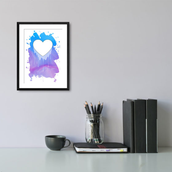 Dripping Love Heart On Abstract Watercolour Print - Image 2