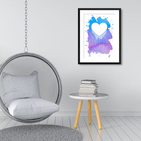 Dripping Love Heart On Abstract Watercolour Print - Image 3