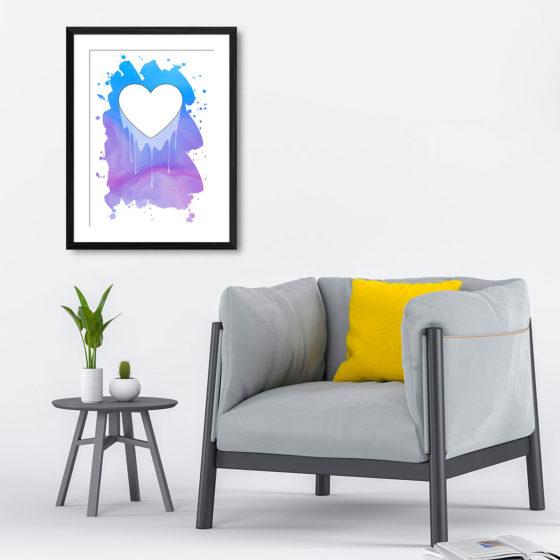 Dripping Love Heart On Abstract Watercolour Print - Image 4