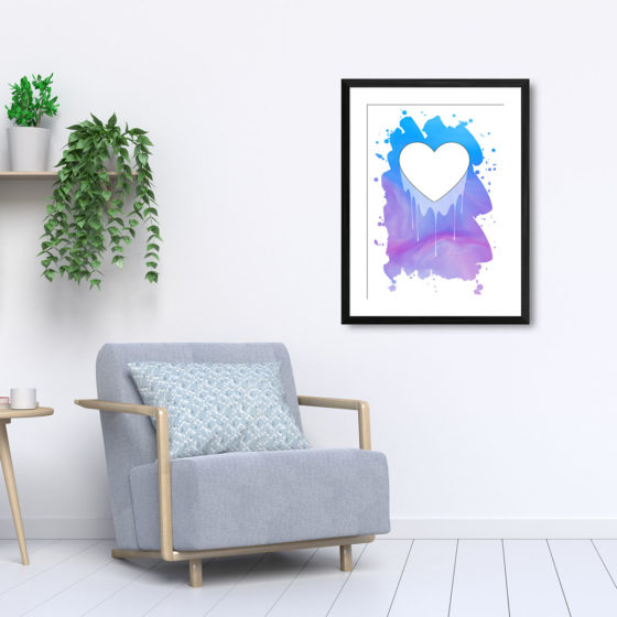 Dripping Love Heart On Abstract Watercolour Print - Image 5