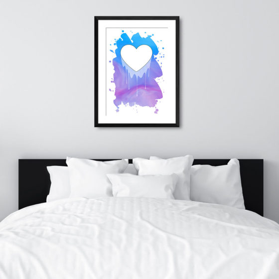 Dripping Love Heart On Abstract Watercolour Print - Image 6