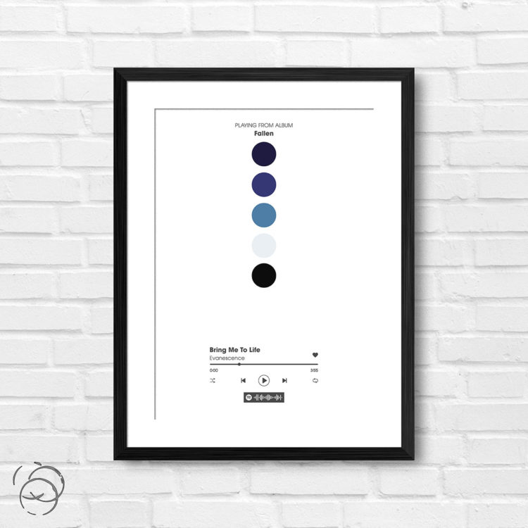 Evanescence Fallen Bring Me To Life Spotify Track Print