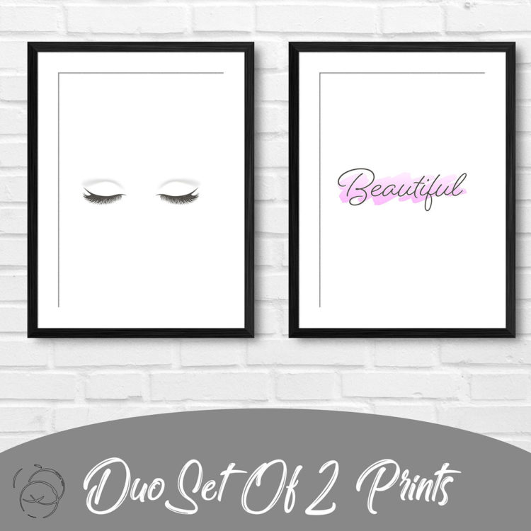Eyelashes Beautiful Lilac Brushstroke Duo Prints