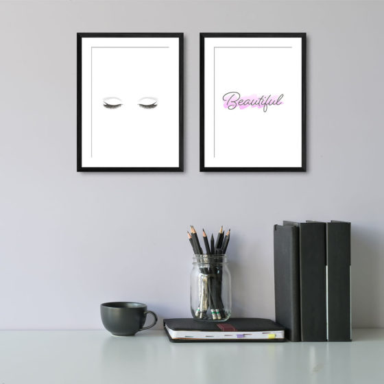 Eyelashes Beautiful Lilac Brushstroke Duo Prints - Image 2