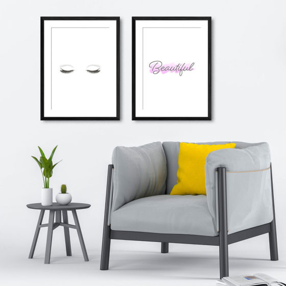 Eyelashes Beautiful Lilac Brushstroke Duo Prints - Image 4