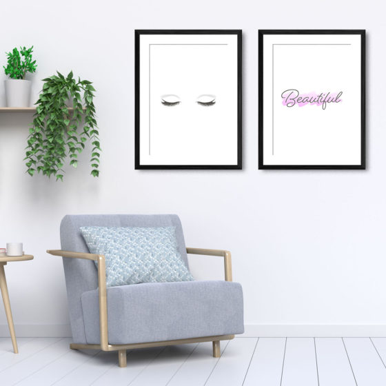Eyelashes Beautiful Lilac Brushstroke Duo Prints - Image 5