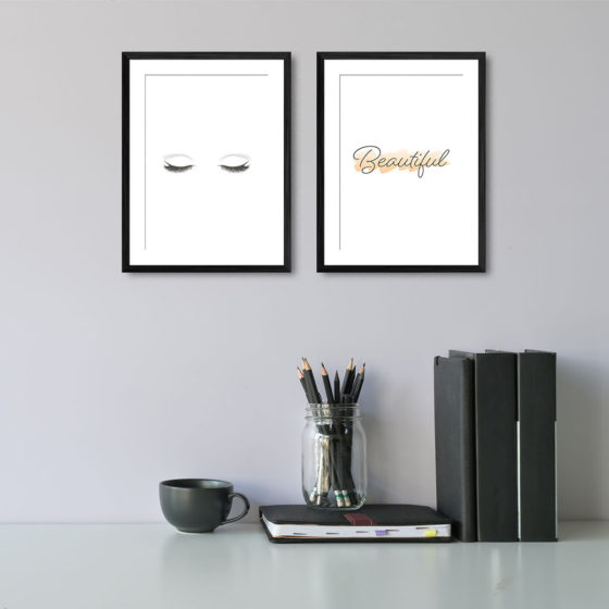 Eyelashes Beautiful Orange Brushstroke Duo Prints - Image 2