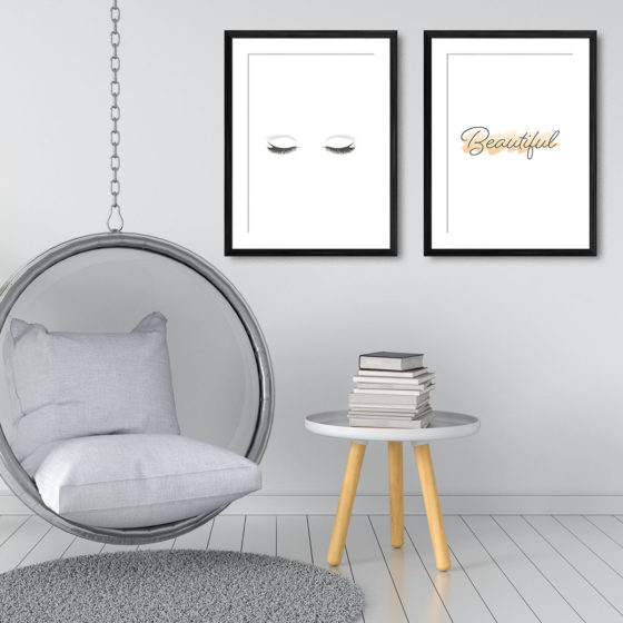 Eyelashes Beautiful Orange Brushstroke Duo Prints - Image 3