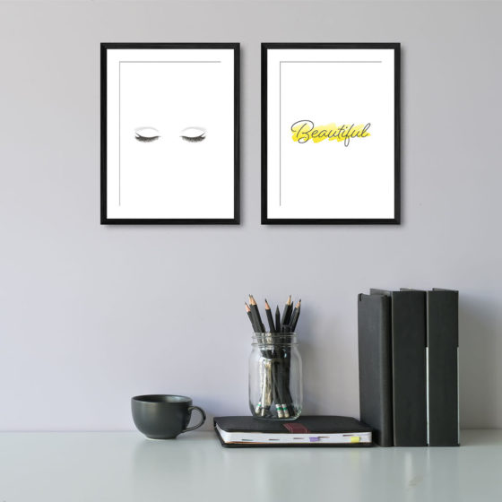 Eyelashes Beautiful Yellow Brushstroke Duo Prints - Image 2