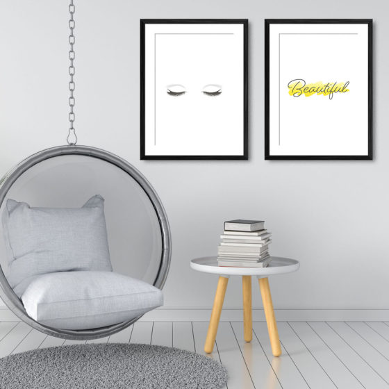 Eyelashes Beautiful Yellow Brushstroke Duo Prints - Image 3