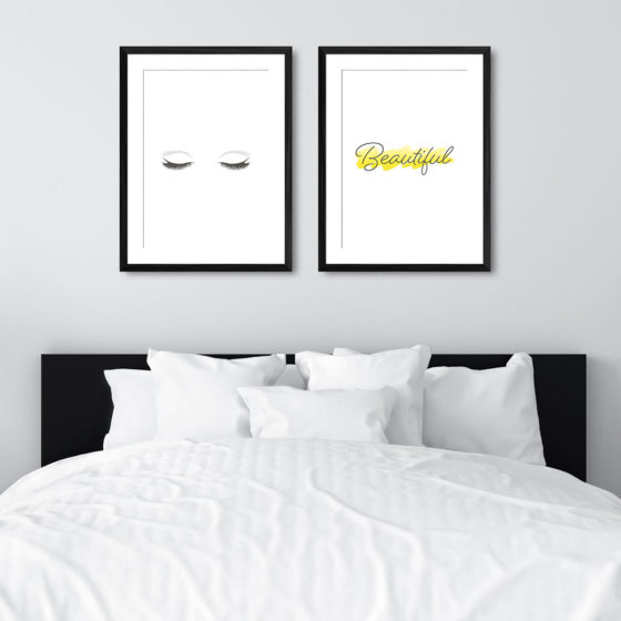 Eyelashes Beautiful Yellow Brushstroke Duo Prints - Image 6
