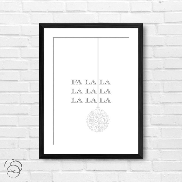 Fa La La Christmas Bauble Minimalist Print
