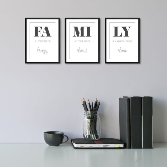 Family A Little Bit Of Crazy Loud Love Trio Prints - Image 2