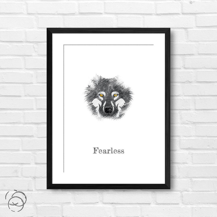 Fearless Wolf Sketch Print
