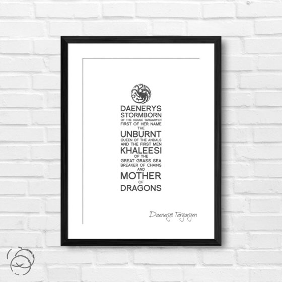 Game Of Thrones Daenerys Targaryen Quote Daenerys Targaryen Print