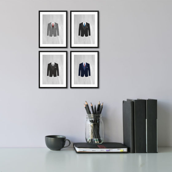 Geometric Polygon Suits Quartet Prints - Image 2