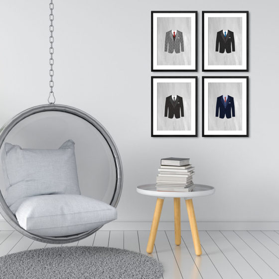 Geometric Polygon Suits Quartet Prints - Image 3