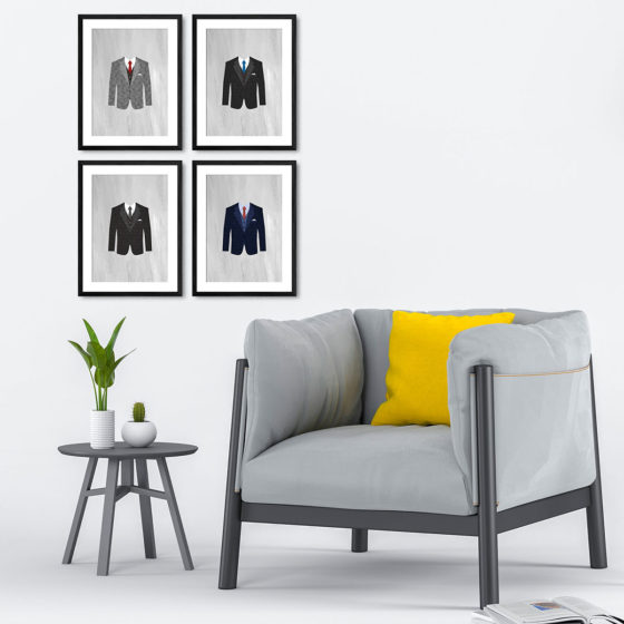 Geometric Polygon Suits Quartet Prints - Image 4