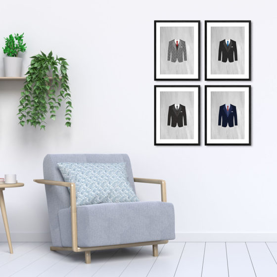 Geometric Polygon Suits Quartet Prints - Image 5
