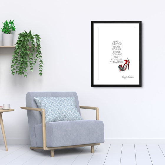 Give A Girl The Right Pair Of Shoes And She Can Conquer The World Quote Marylin Monroe Print - Image 5