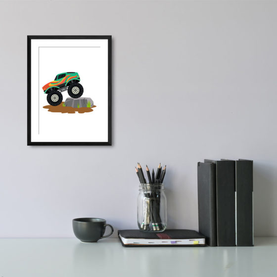 Green Flame Monster Truck Print - Image 2