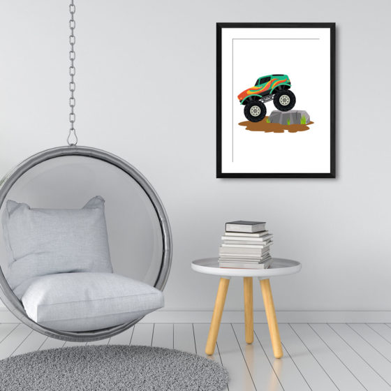 Green Flame Monster Truck Print - Image 3