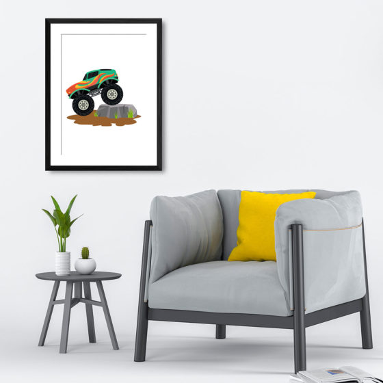 Green Flame Monster Truck Print - Image 4
