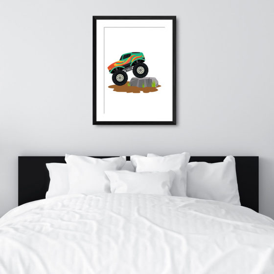 Green Flame Monster Truck Print - Image 6