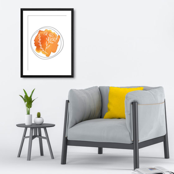 Hand Drawn Flowers On Brushed Watercolour Print - Image 4