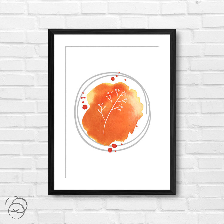 Hand Drawn Flowers On Brushed Watercolour Print