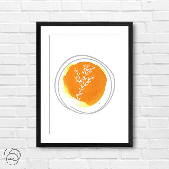 Hand Drawn Flowers On Brushed Watercolour Print