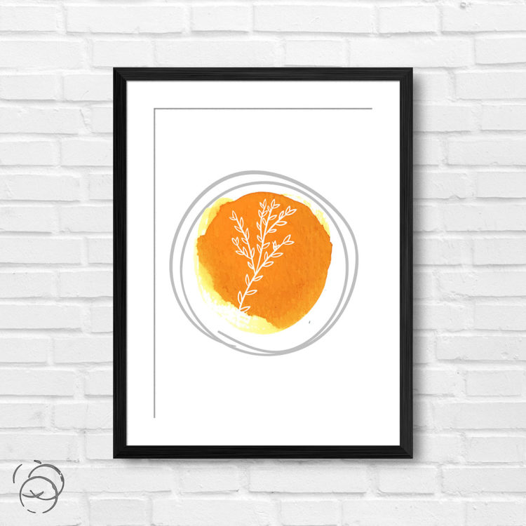 Hand Drawn Flowers On Brushed Watercolour Print