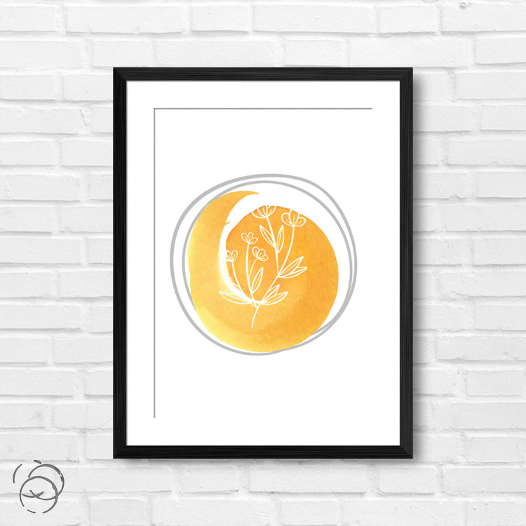 Hand Drawn Flowers On Brushed Watercolour Print
