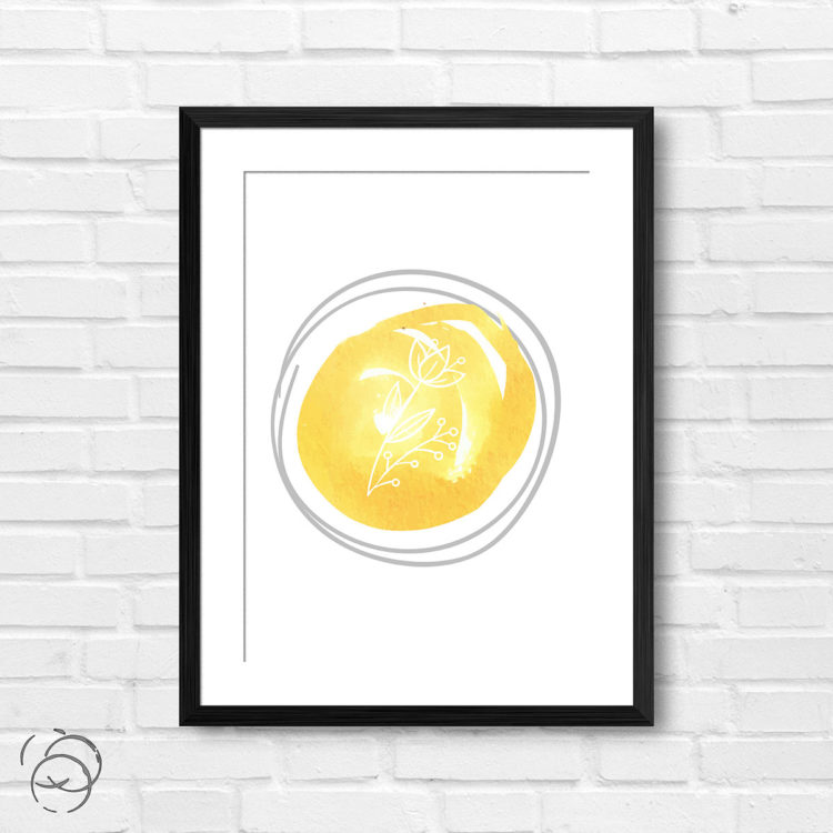 Hand Drawn Flowers On Brushed Watercolour Print