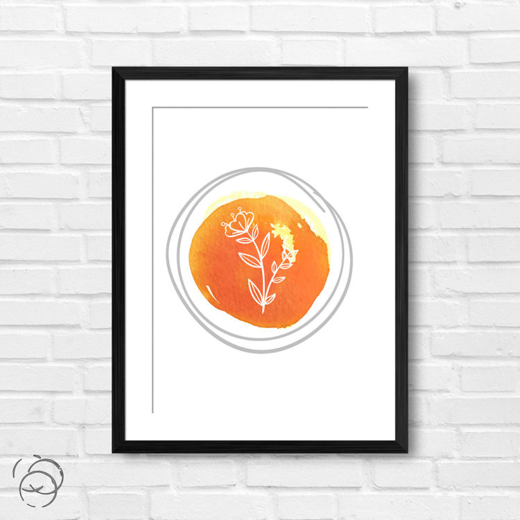 Hand Drawn Flowers On Brushed Watercolour Print