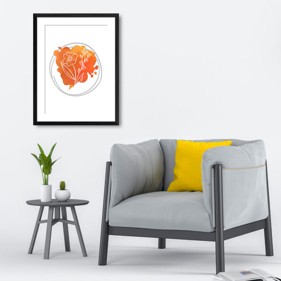 Hand Drawn Flowers On Brushed Watercolour Print - Image 4