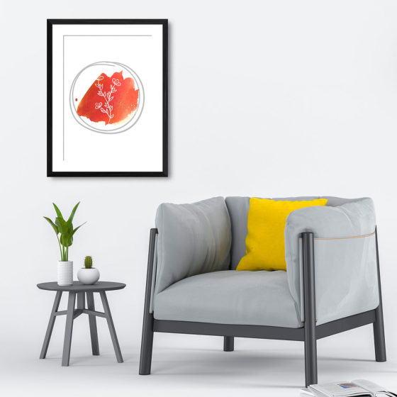 Hand Drawn Flowers On Brushed Watercolour Print - Image 4