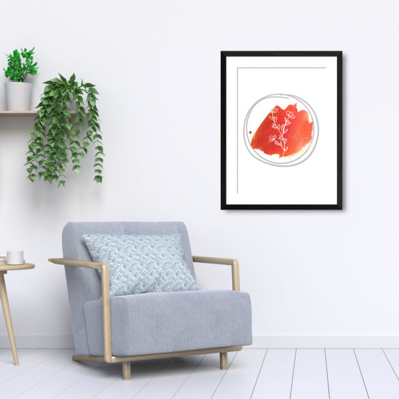 Hand Drawn Flowers On Brushed Watercolour Print - Image 5
