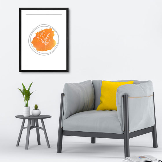 Hand Drawn Flowers On Brushed Watercolour Print - Image 4